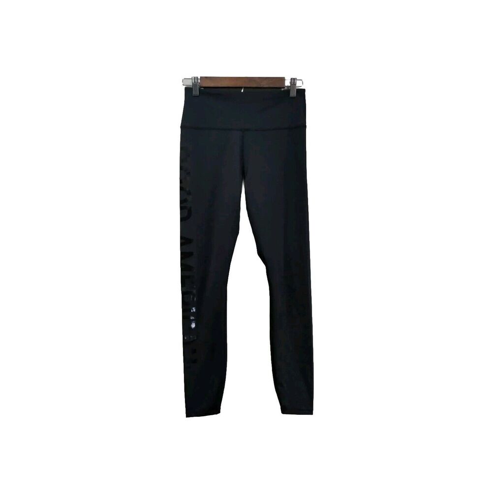 Good American Womens Core Power Spellout Legging Size M Black Logo High Waist